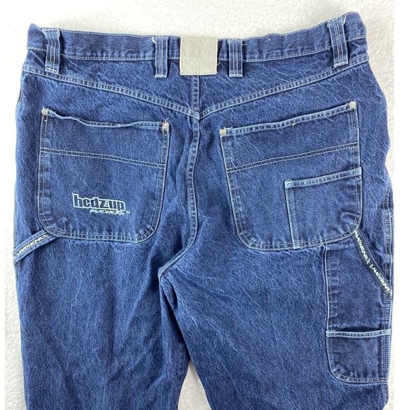 Hedz Up Jeans Avewear Mens Carpenter 44x34 Real 40x32.5 Baggy Loose Hip Hop 90’s - Picture 2 of 16